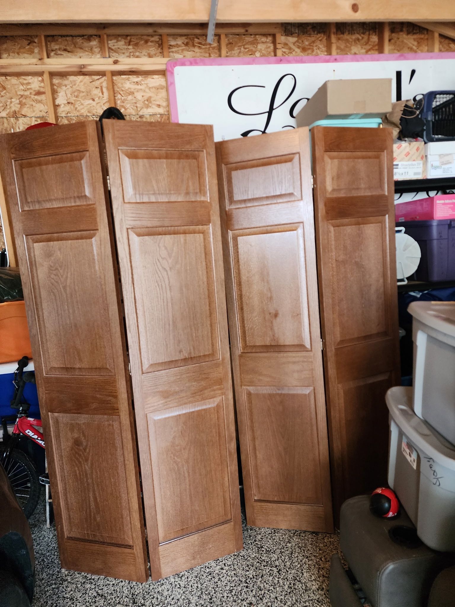 Red Oak Solid Wood Closet Door Stained For Walnut Color 6 Ft Opening 80” High Standard No Tracks