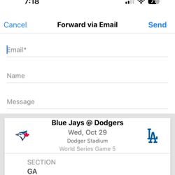 Dodgers vs. Blue Jays GA Parking Tickets (10/29)