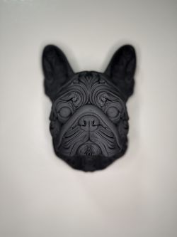French Bulldog Wall-Head — Matte Black | 3D Printed Wall Decor