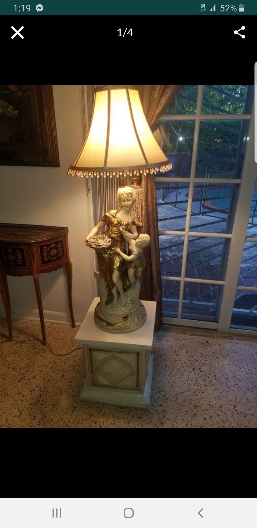 Antique lamp and pedestal