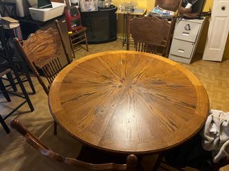 Solid Wood Table & Six Matching Chairs