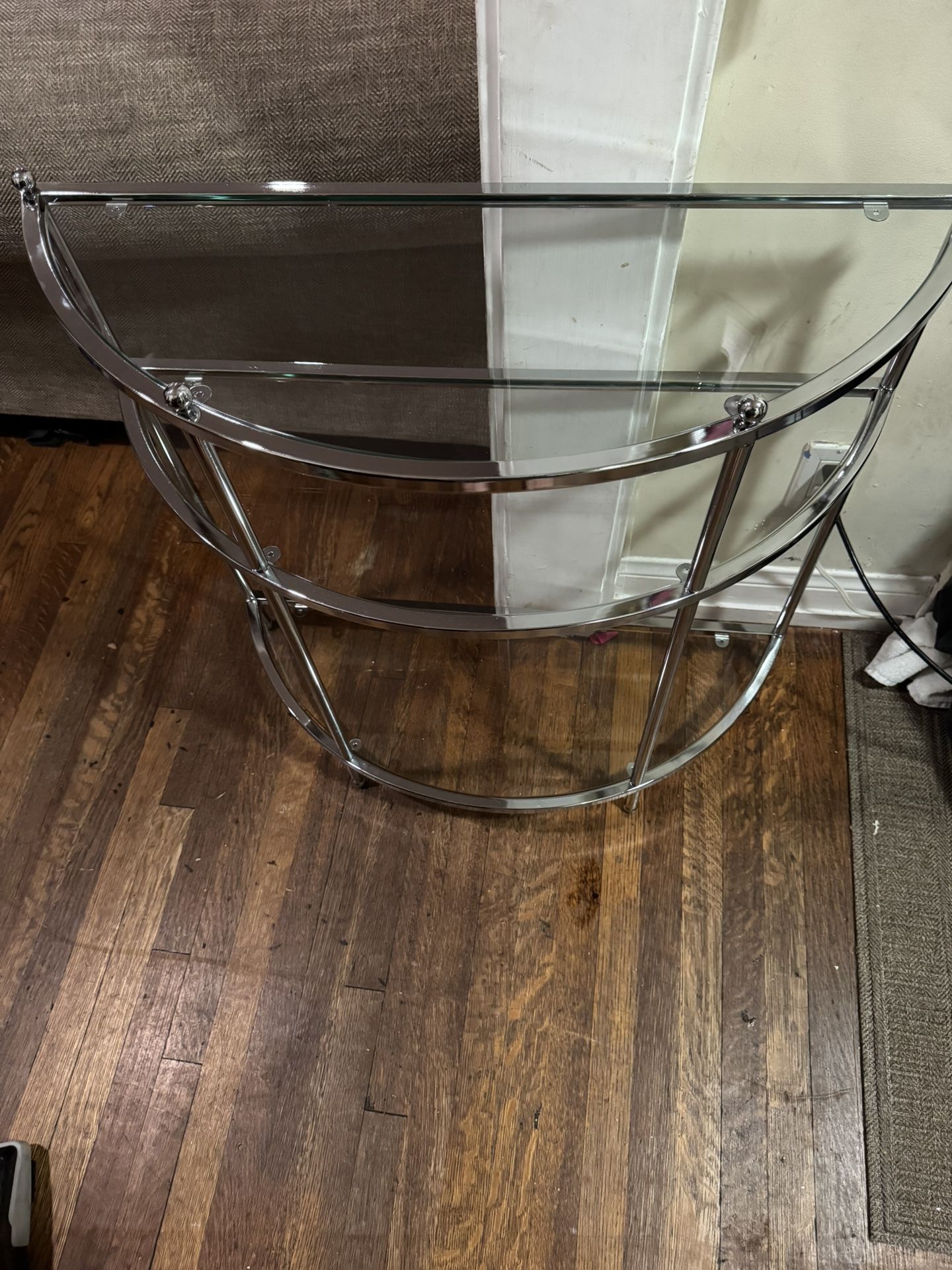Carolina Entryway Glass Console Table With Shelves
