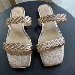 Gold Sandals from Designer, Badgley Mischka - Size 6