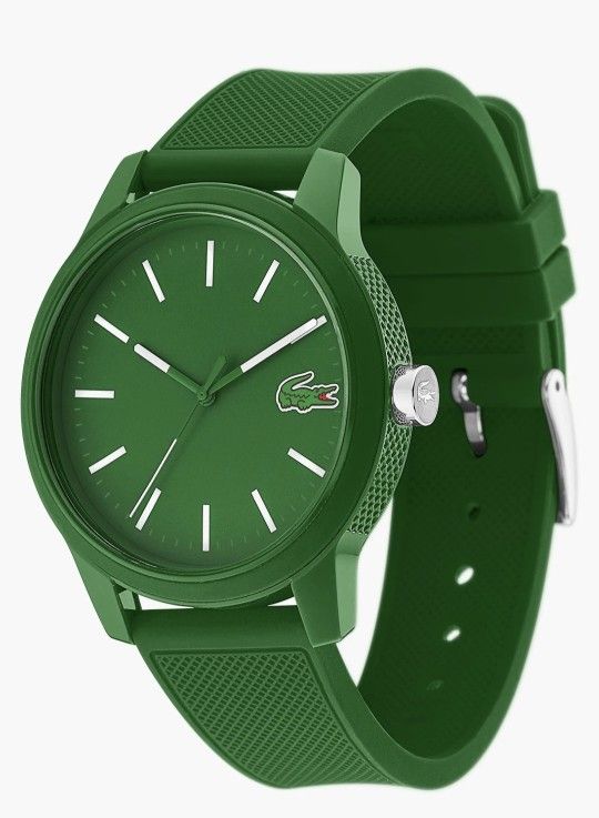 Lacoste 12.12 for men, TR90 composite and green case, green dial and green silicone strap. NEW 