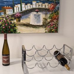 Wine Rack (2 Piece Set, Stackable, Silver In Color, Metal) 