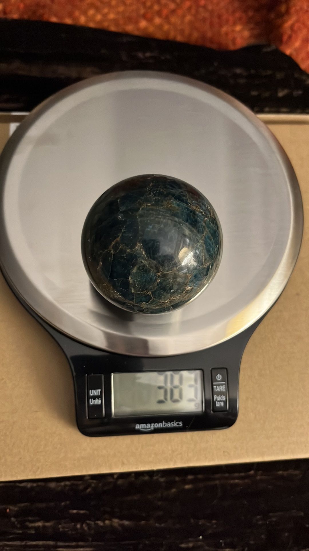 Natural Blue Apatite Crystal Sphere 