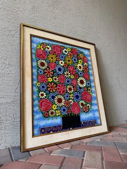 Rex Clawson oil bouquet large framed wall art