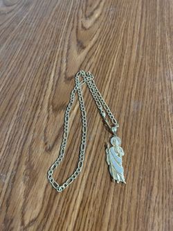 14k chain and San Judas pendant
