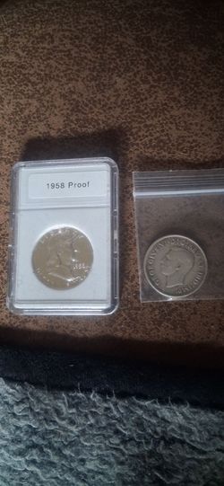 1958 Proof Silver Half Dollar and 1941 Canadian Half Dollar