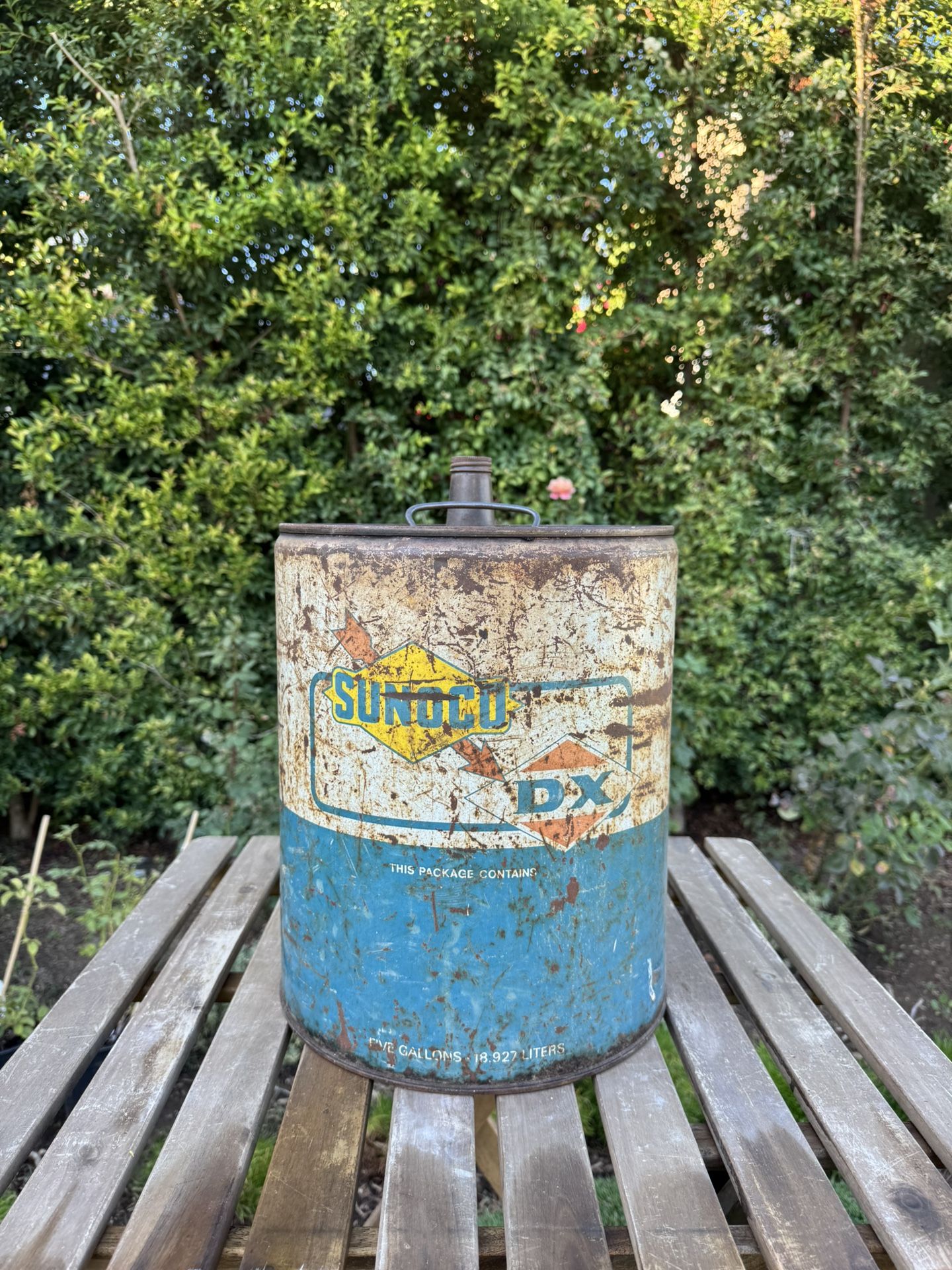 Vintage Sunoco DX 5 Gallon Gas & Petroleum Can (Empty / Used) Large