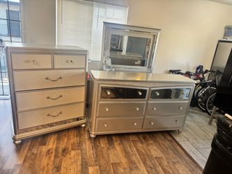 Glam Silver Dresser and Chest Set