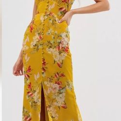 Hope & Ivy Yellow Midi Dress