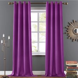 LCOOMZEN Blackout Curtains 2 Panels 52 x 108 Inches Byzantium Purple NIB