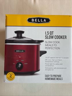 Bella 1.5qt Slow Cooker Crock Pot Red with Tempered Glass Lid - New