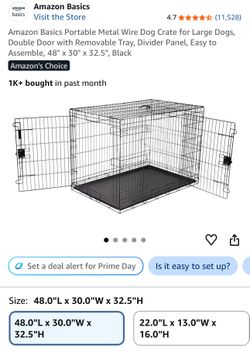XXL Dog Crate for Large Dogs, Double Door with Removable Tray