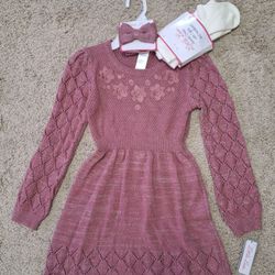 New Sweater Dress with Thighs and Headband, Size 6