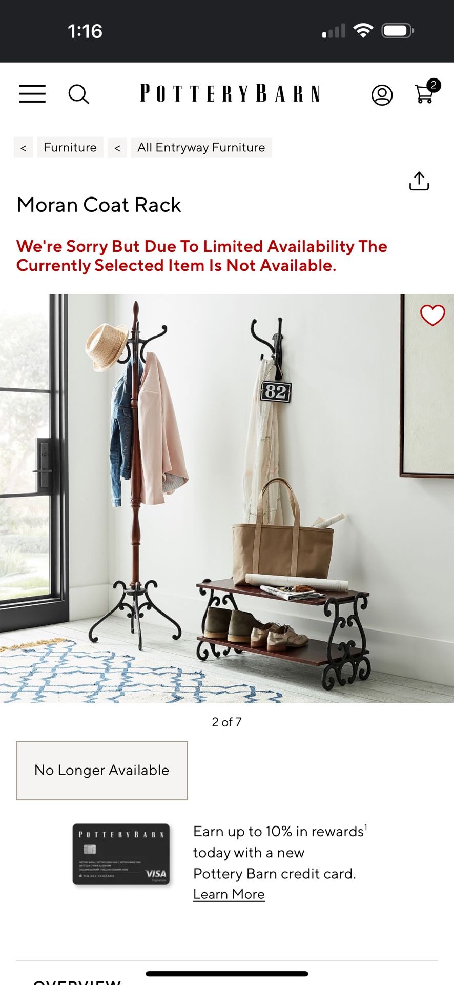 Pottery Barn Moran Coat Rack & Shoe Rack