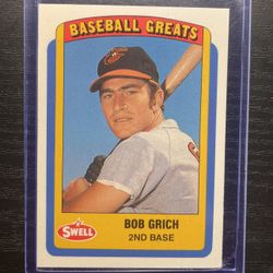 1990 Swell Baseball Greats Bob Grich Baseball Card #58