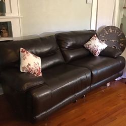 Dual Leather Electric Recliner Couch