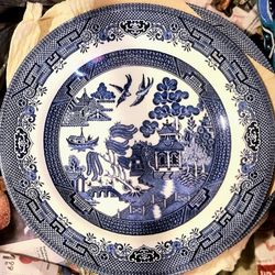 Churchill Blue Willow Dinner Plates Set Of 6 Made In England 10.25"