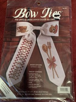 New Bow Ties Mom’s Kitchen Cross Stitch Door Decoration
