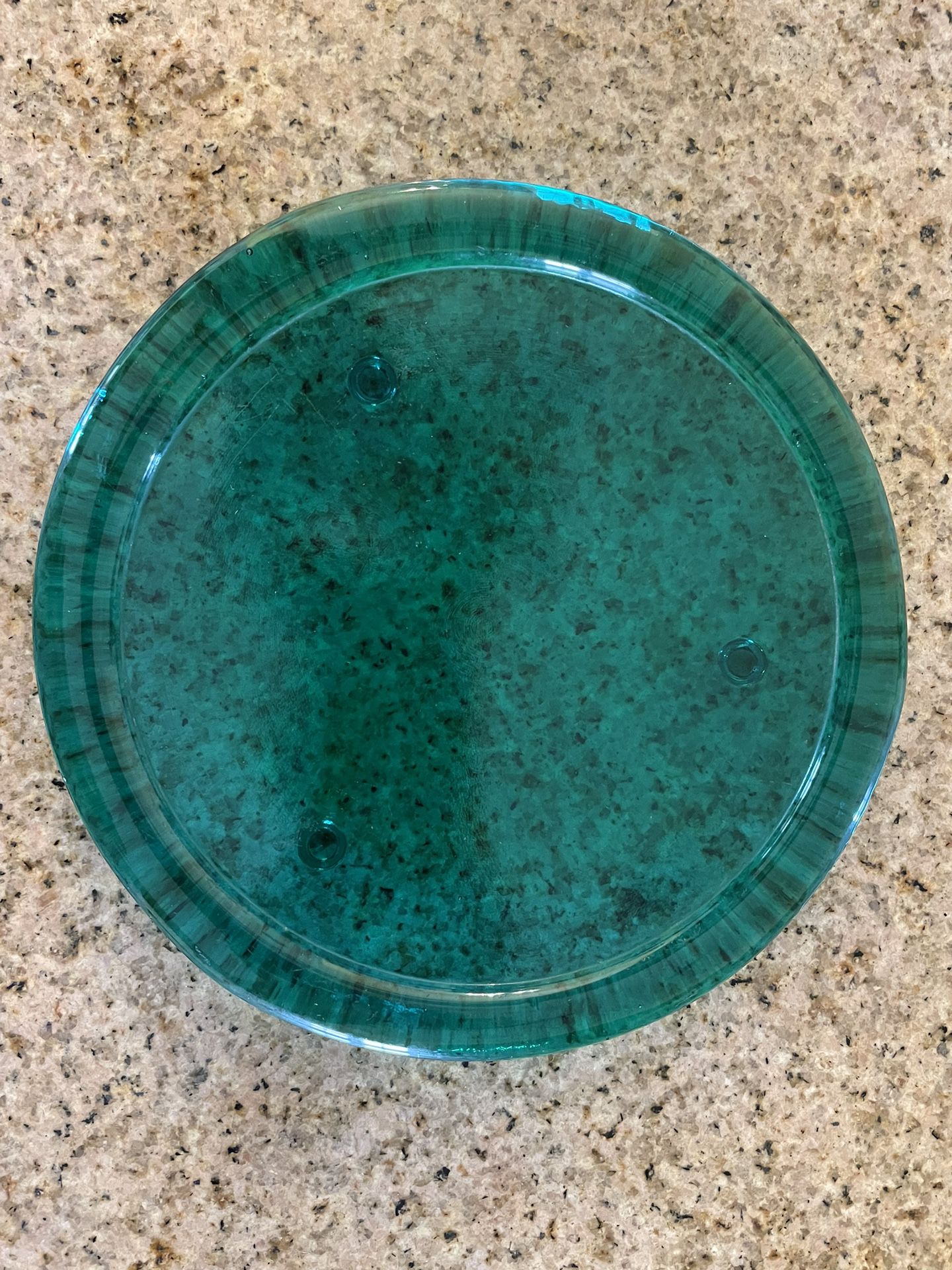 Round Green Large Glass Candle Holder Plate