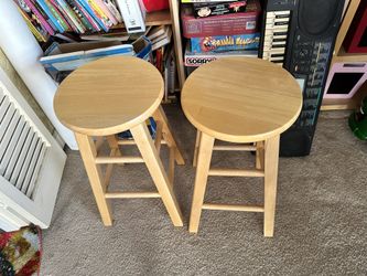 Wood Stools Set Of 2