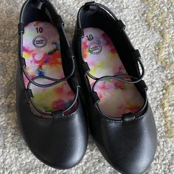Wonder Nation Toddler Girl Flats Dress Shoes Size 10 Black
