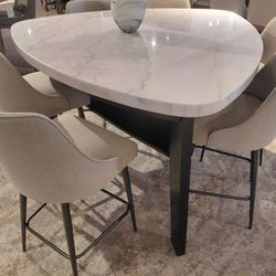 NEW- 7pc  Counter Ht Marble Dining Table Set on SALE!!!
