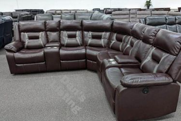 Brown color Gel leather Motion sectional sofa