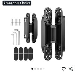 2PCS 7 Inch Invisible Concealed Door Hinges 180 Degree Swing Hinge (Black)-
Concealed Hinges Zinc Alloy 3-Way Adjustable Silent Hardware, Fits 7x2.8x1