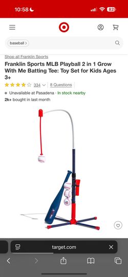 Franklin Sports MLB Playball 2 in 1 Grow With Me Batting Tee