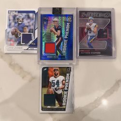Football Relic Card Lot (4) Drake Maye Matthew Stafford Lamar Jackson & Trotter