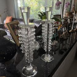 Gorgeous Shannon Crystal Candlesticks 13”