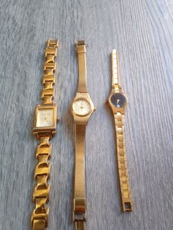 Lot of 3 Gold-Tone Women's Watches