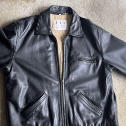 Men's Black Leather Jacket (Size: Large)