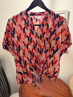 Charter Club Linen Short Sleeve Tie-Front Blouse