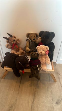 6 bears sold as set /Gund , Boyd Bears , clean collection,jointed bears