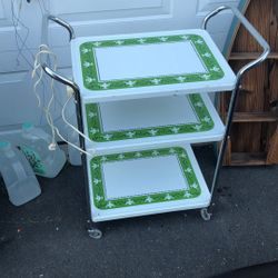 Mid century bar cart USA metal serving storage