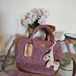 Pink Women's Handmade Purse. Hand And Shoulder Straps. Crochet. Made With Love