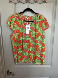 Pleione Floral Flutter Sleeve Blouse Size L