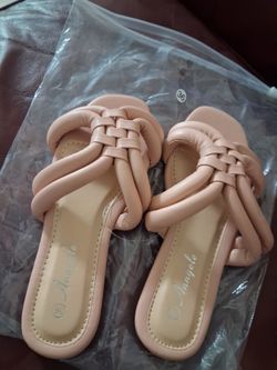 Anngele Woven Strap Flat Sandals Size 36