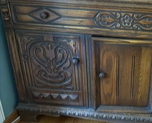 Vintage Carved Wood Sideboard