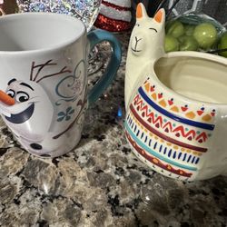 Frozen Olaf And Llama Mugs