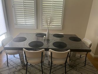 White Sherpa dining chairs