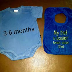 Baby Boy 3-6 Month Onesie & Bib "My Dad Is Cooler Than You Dad"