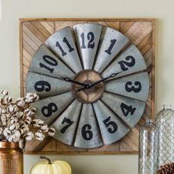 Large Metal Windmill Farmhouse Wall Clock 