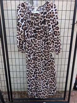 H&M  XL Leopard Print Maxi Dress Long Sleeve