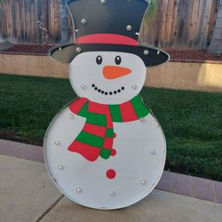 Led Snowman Yard Decoration Great Condition! 3ft Tall
