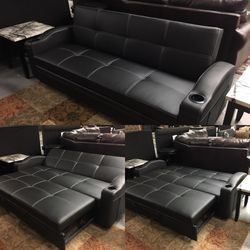 New Sleeper Sofa with cup holders.